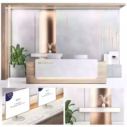 Reception minimal design- counter lobby Low-poly 3D model