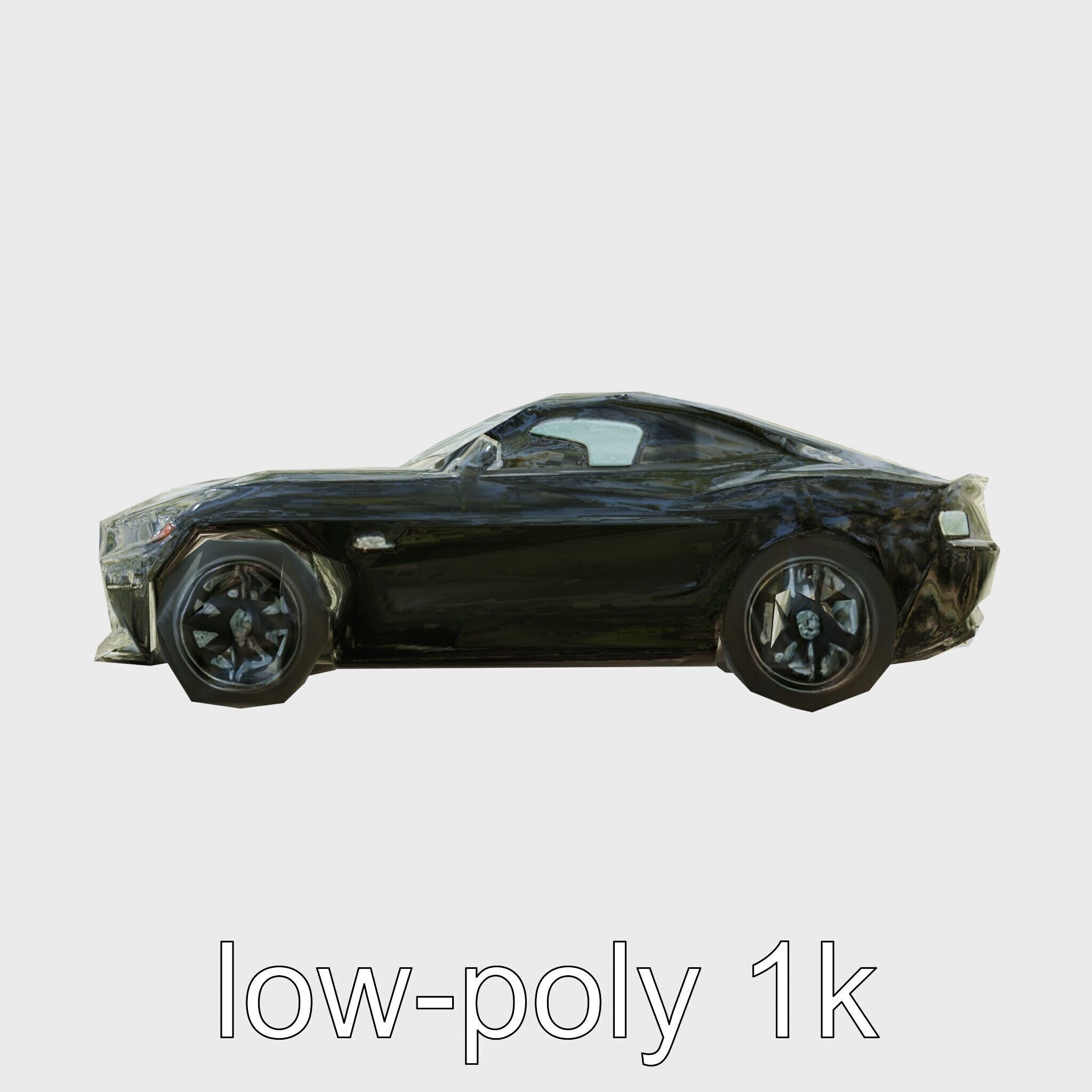 Black Mustang Sports Car 3D Model Low-poly 3D model_4