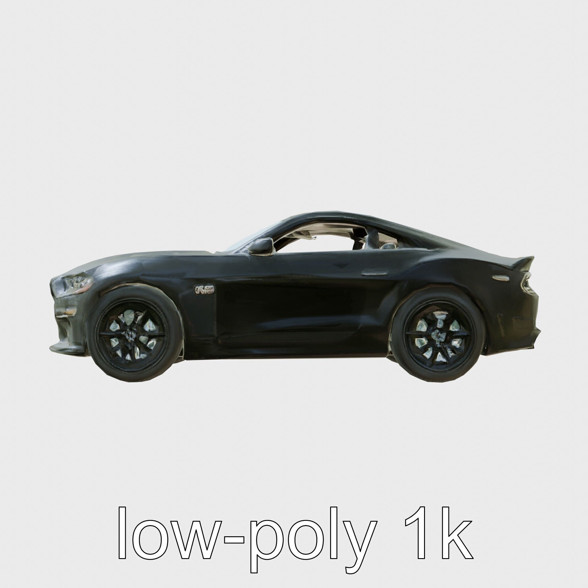 Black Mustang Sports Car 3D Model Low-poly 3D model_20
