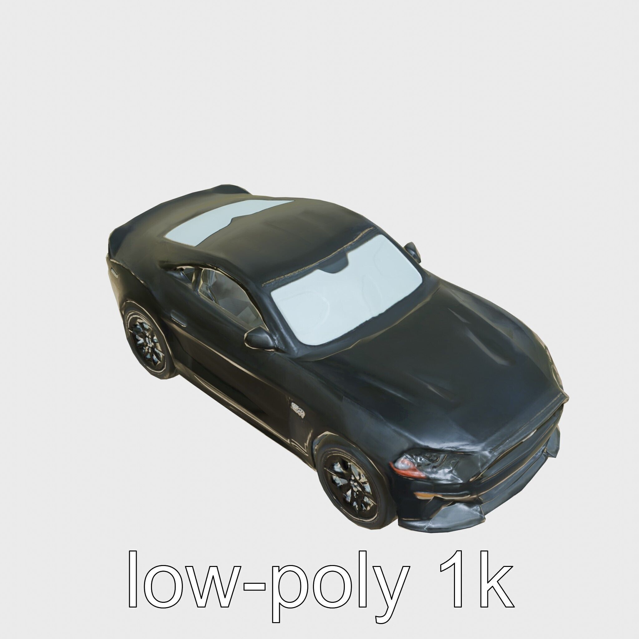Black Mustang Sports Car 3D Model Low-poly 3D model_6