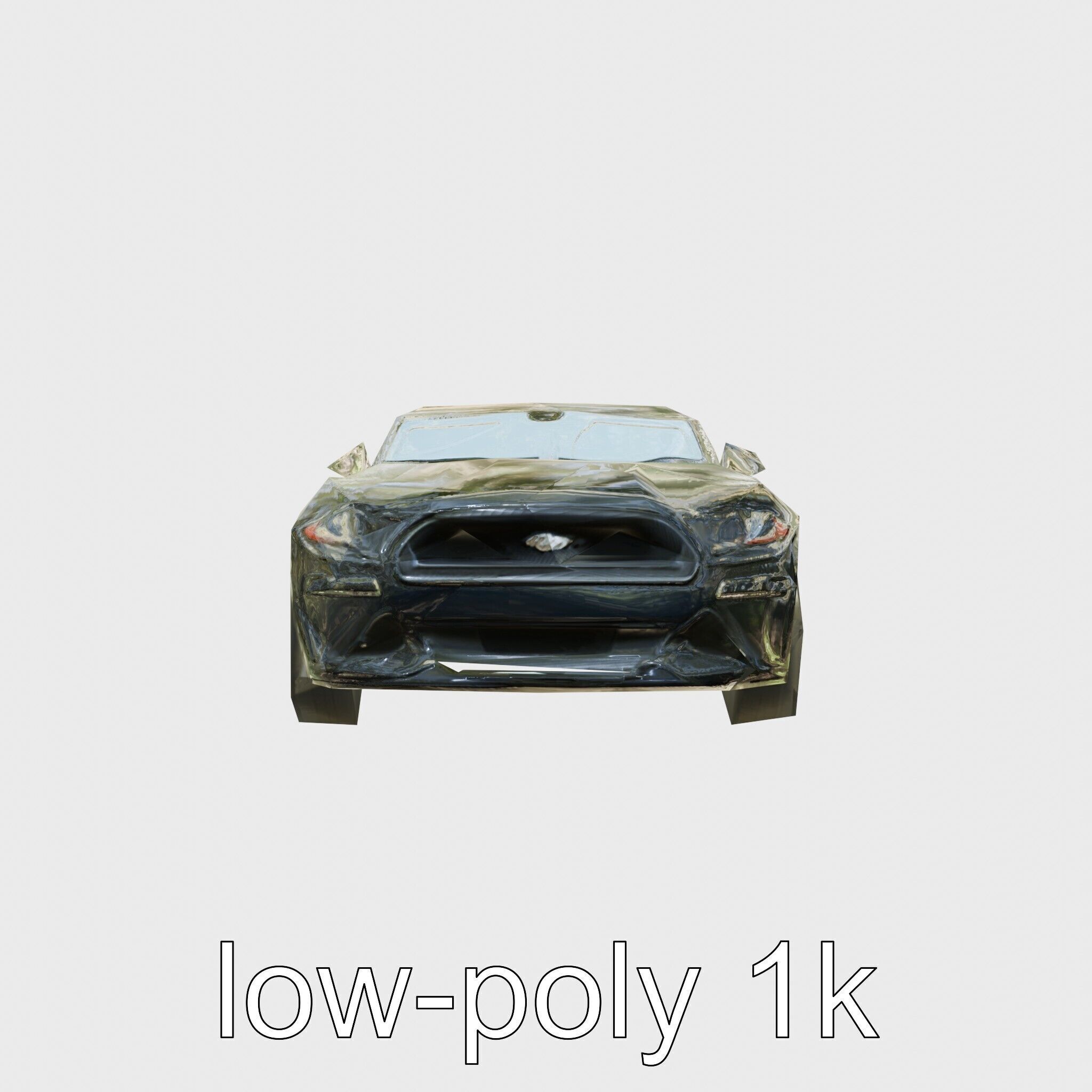 Black Mustang Sports Car 3D Model Low-poly 3D model_11
