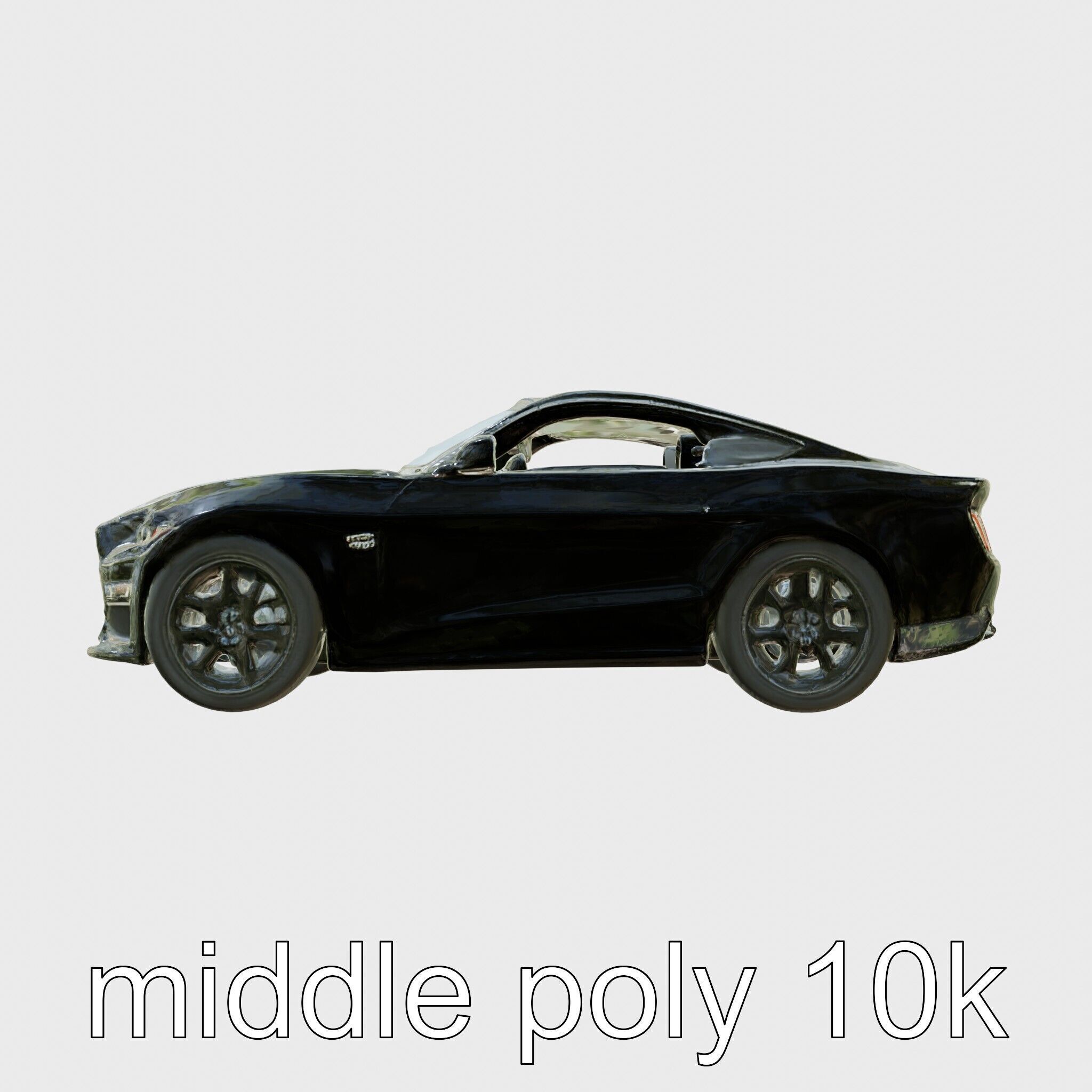 Black Mustang Sports Car 3D Model Low-poly 3D model_5