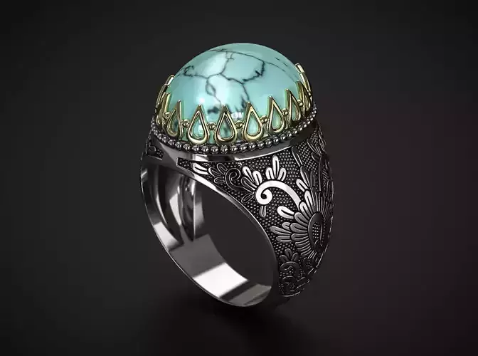 A RING WITH AN ORIENTAL ORNAMENT