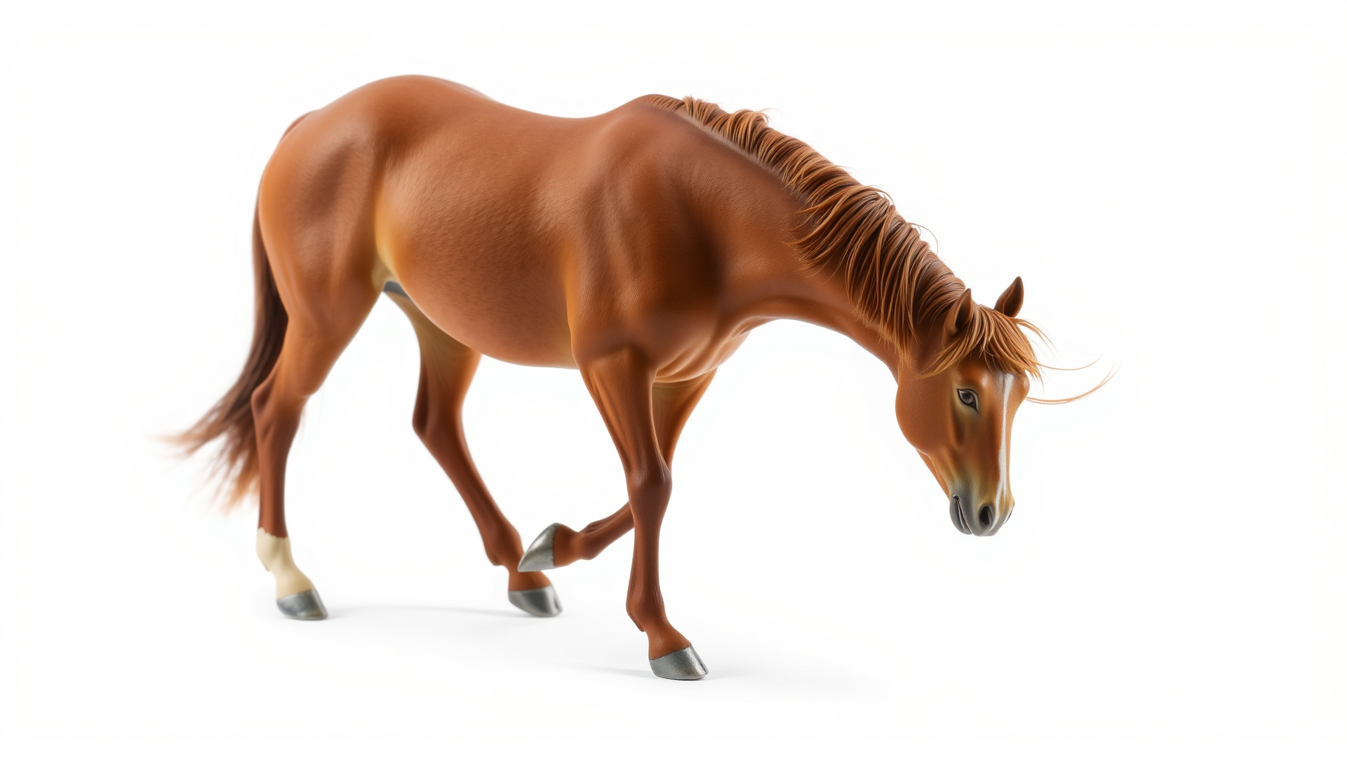 Chestnut Quarter Horse 3D Model with Energetic Pose Low-poly 3D model_3