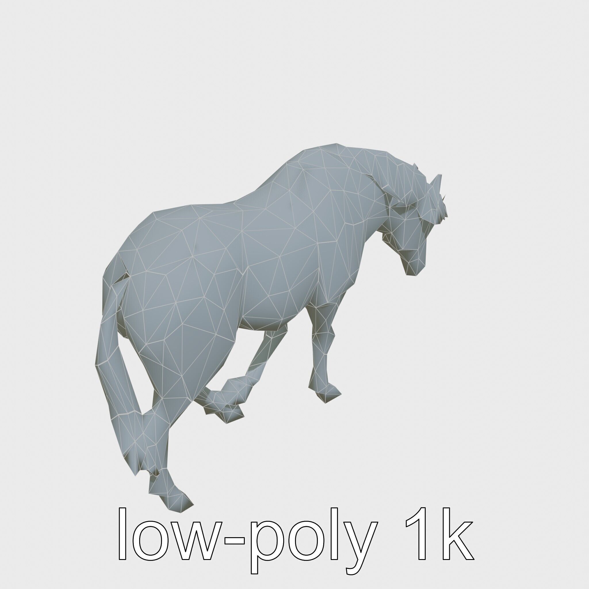 Chestnut Quarter Horse 3D Model with Energetic Pose Low-poly 3D model_16