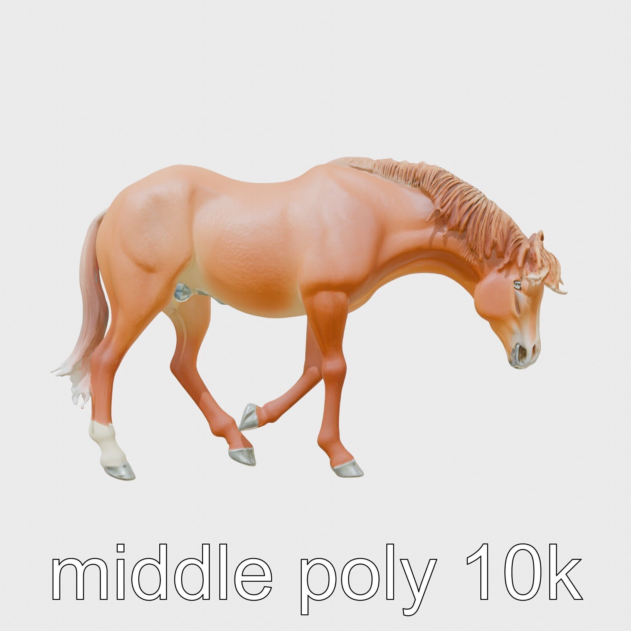 Chestnut Quarter Horse 3D Model with Energetic Pose Low-poly 3D model_27