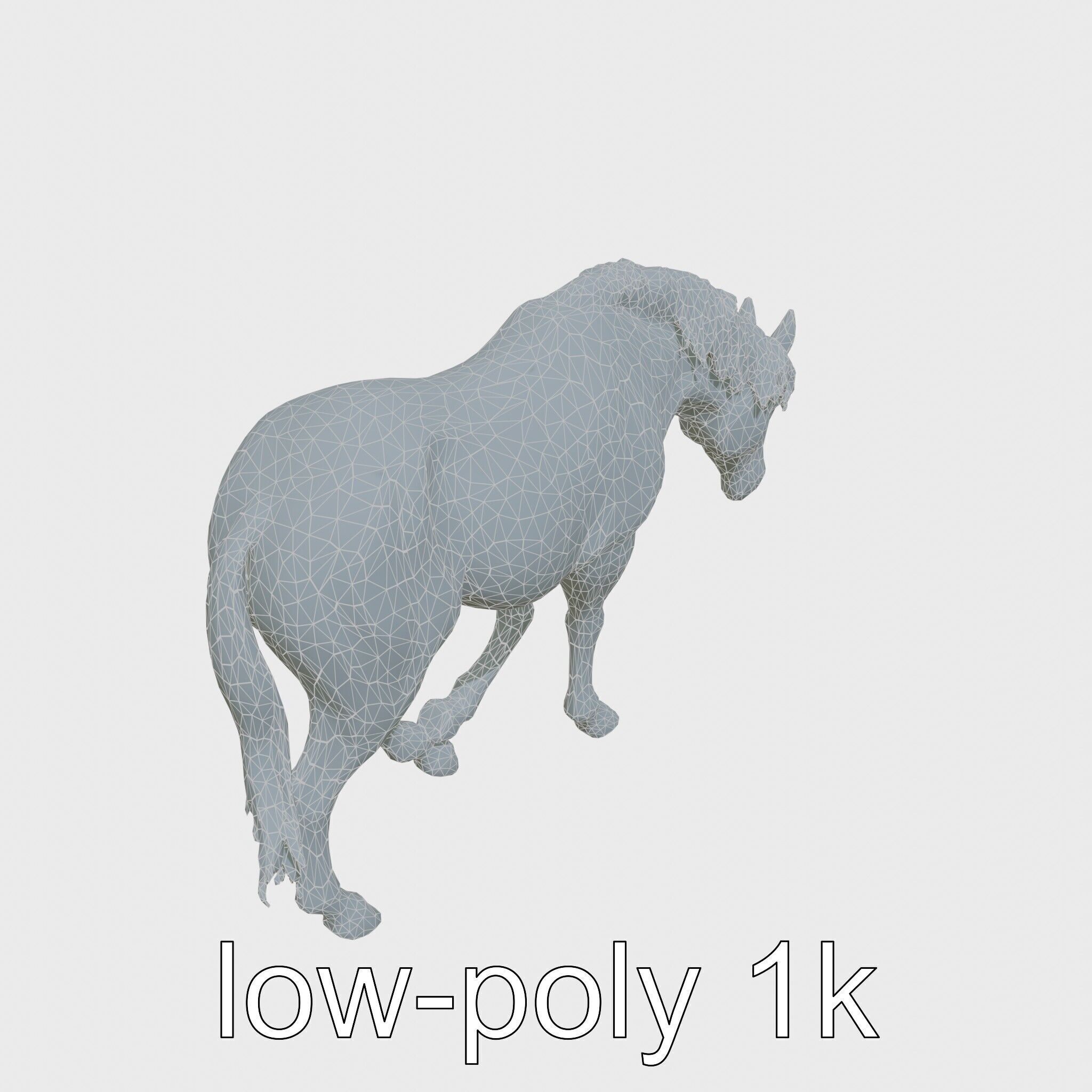 Chestnut Quarter Horse 3D Model with Energetic Pose Low-poly 3D model_20