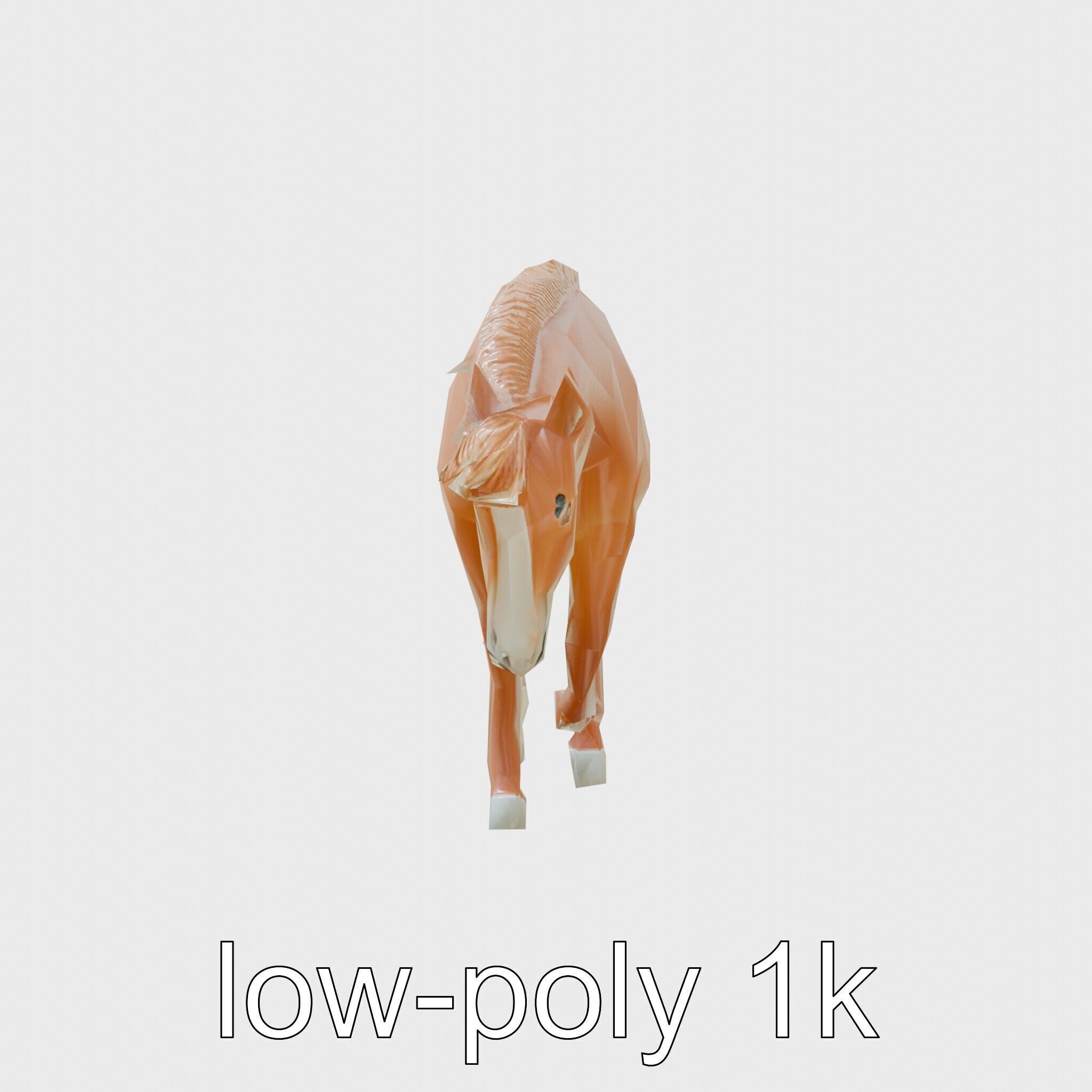 Chestnut Quarter Horse 3D Model with Energetic Pose Low-poly 3D model_4