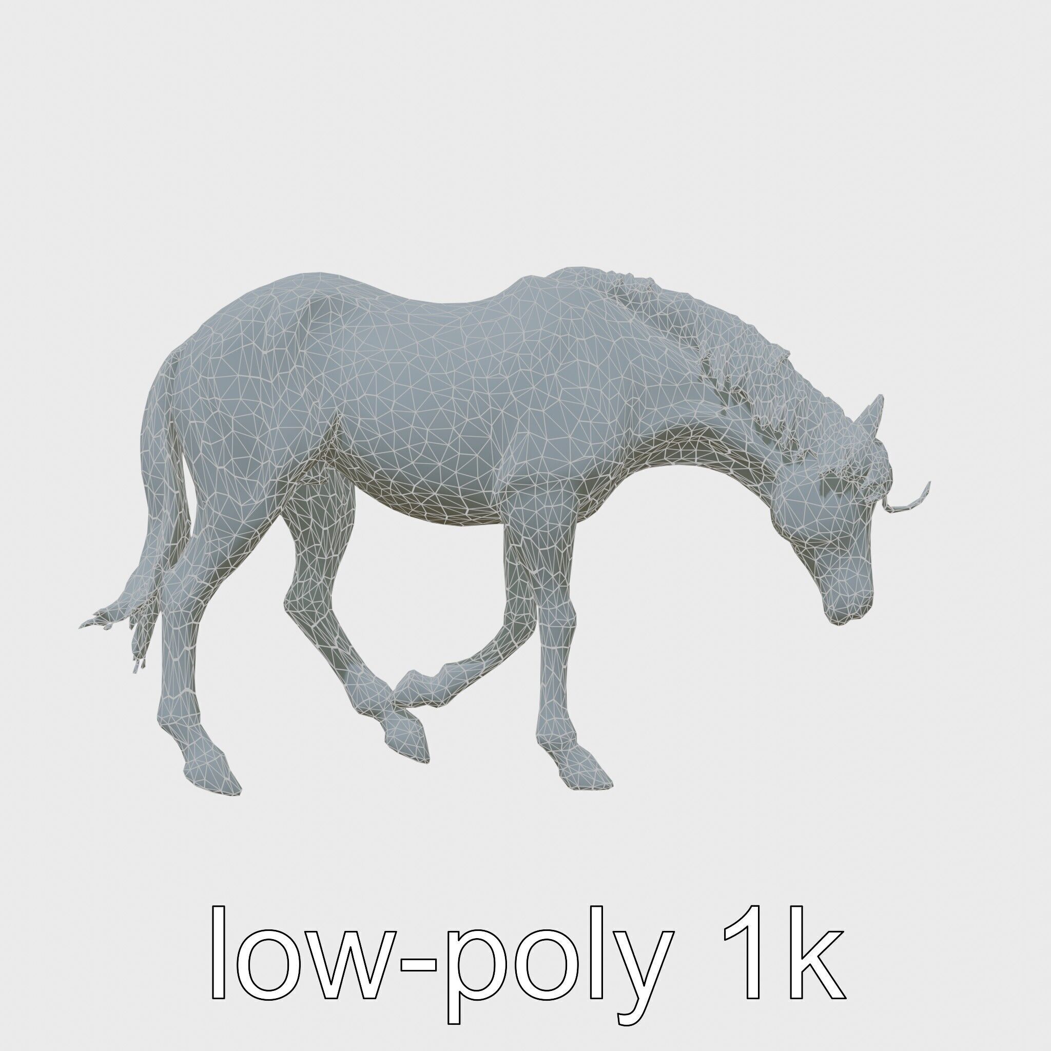 Chestnut Quarter Horse 3D Model with Energetic Pose Low-poly 3D model_29