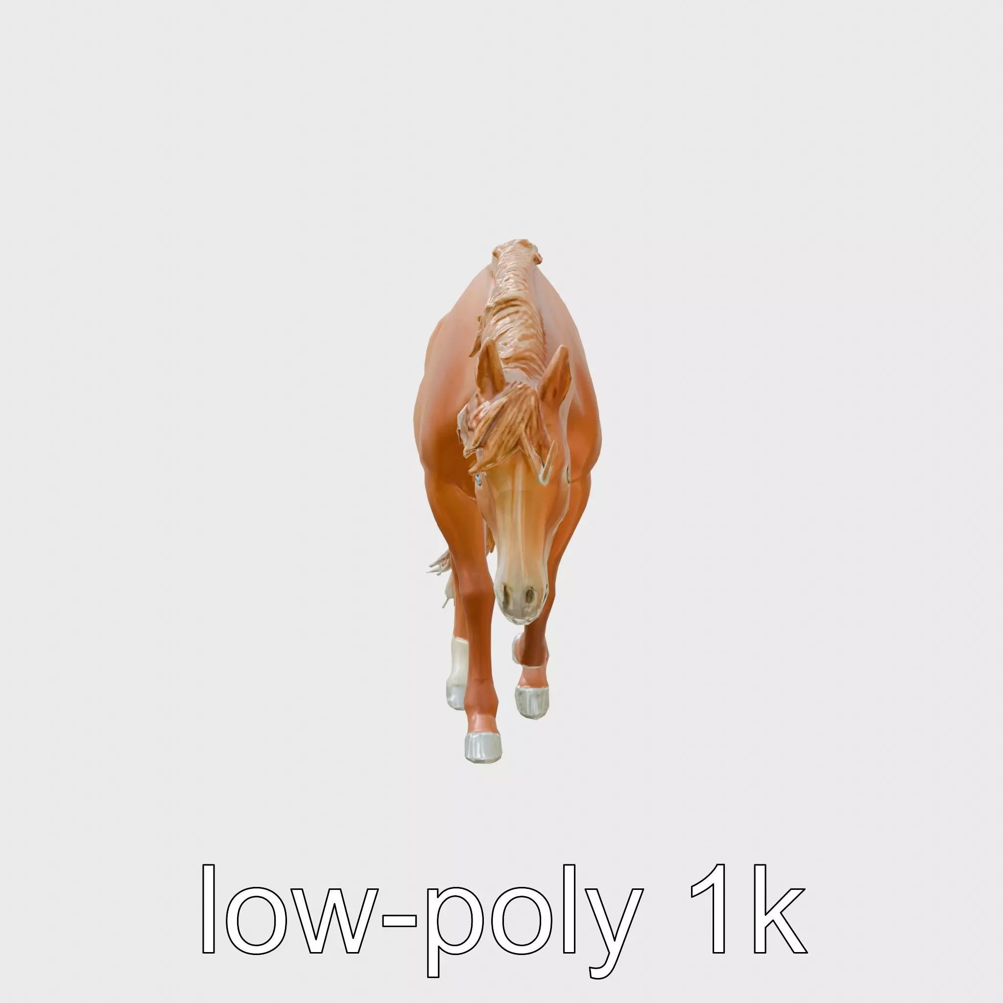 Chestnut Quarter Horse 3D Model with Energetic Pose Low-poly 3D model_0