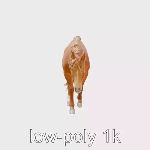 Chestnut Quarter Horse 3D Model with Energetic Pose Low-poly 3D model