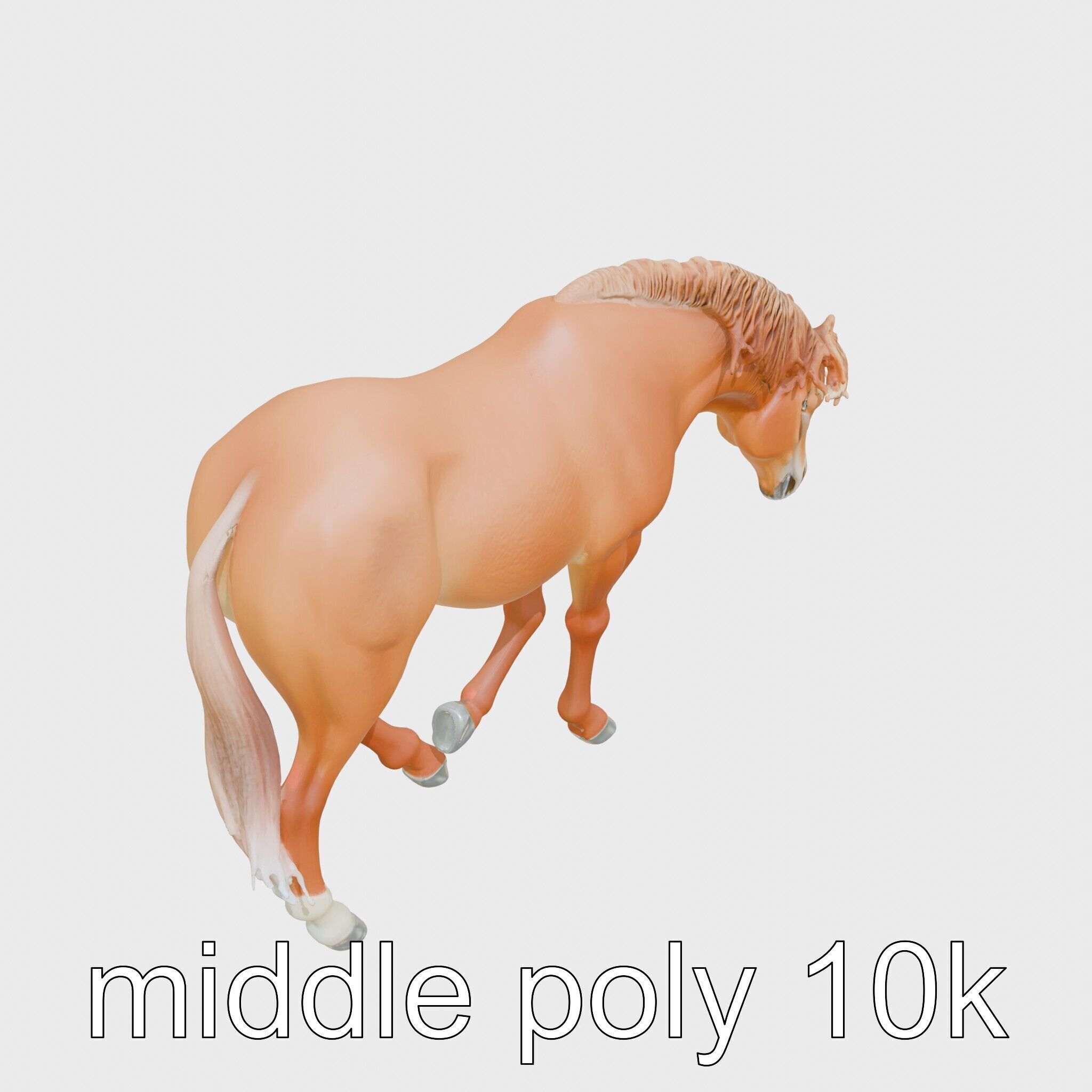 Chestnut Quarter Horse 3D Model with Energetic Pose Low-poly 3D model_8
