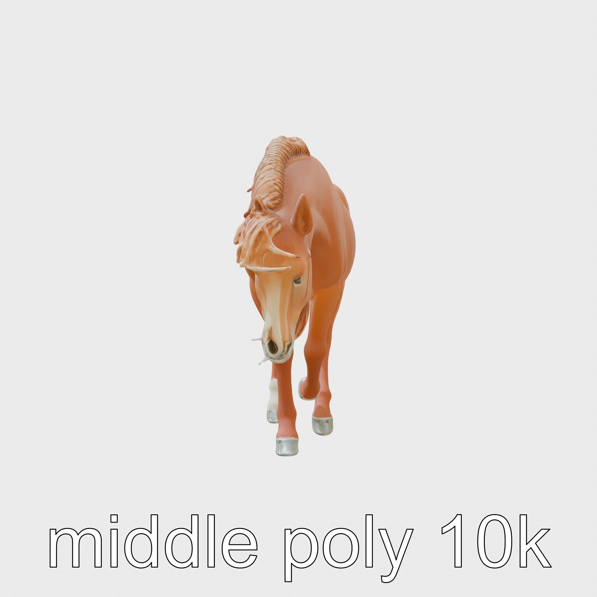 Chestnut Quarter Horse 3D Model with Energetic Pose Low-poly 3D model_2