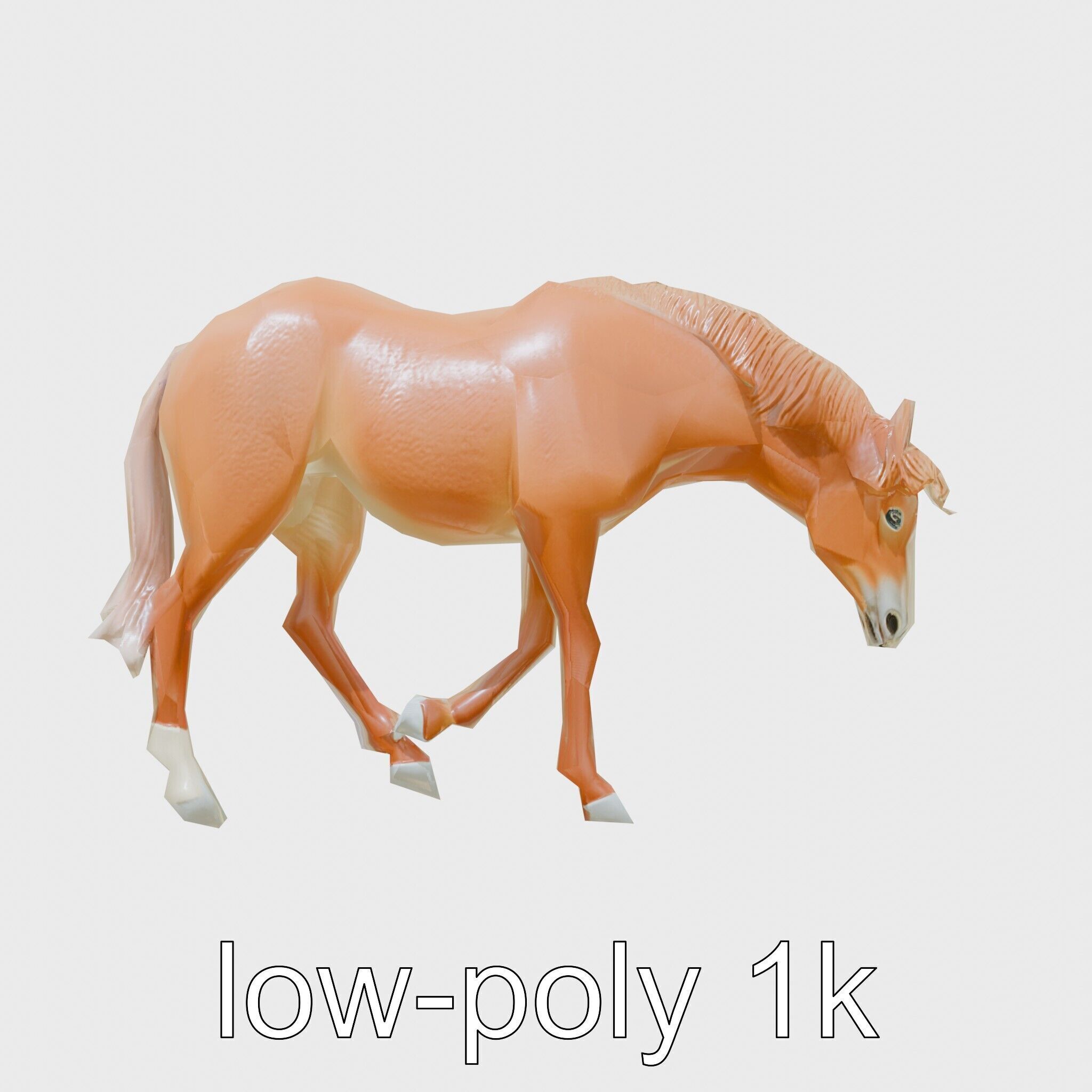 Chestnut Quarter Horse 3D Model with Energetic Pose Low-poly 3D model_28