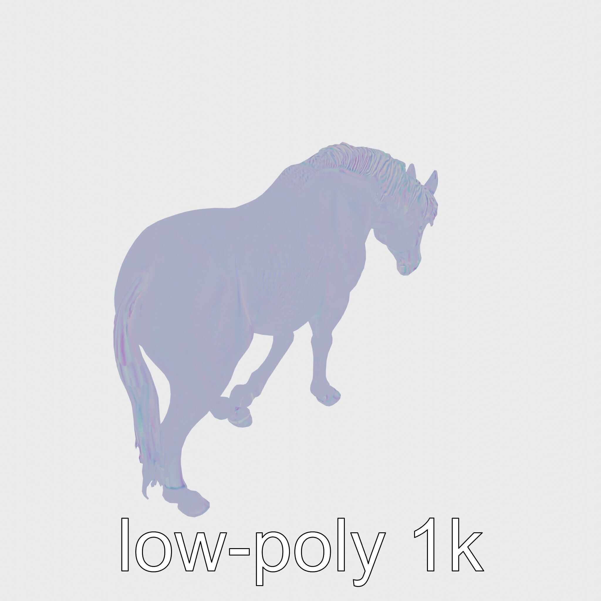 Chestnut Quarter Horse 3D Model with Energetic Pose Low-poly 3D model_15