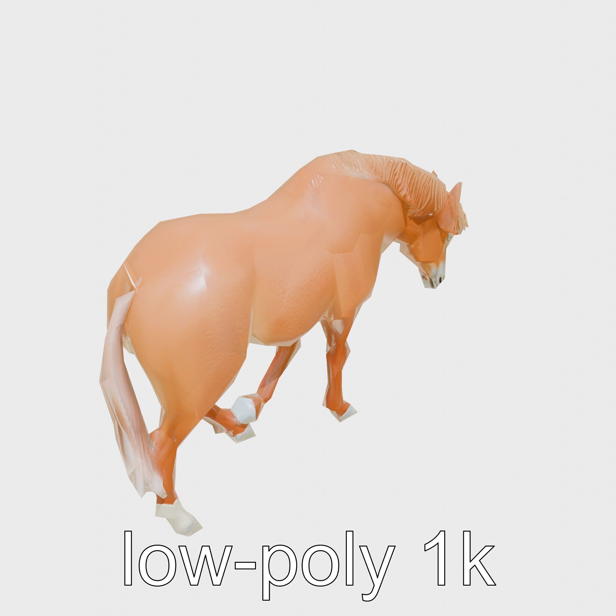 Chestnut Quarter Horse 3D Model with Energetic Pose Low-poly 3D model_10