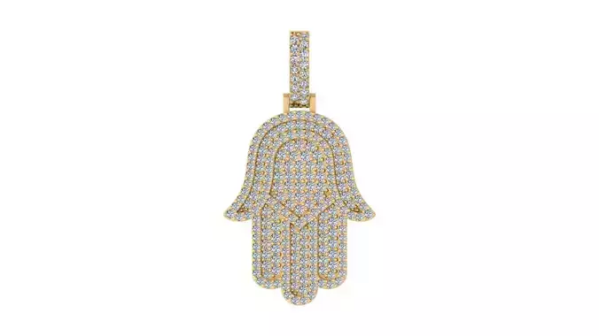 Iced-Out Hamsa Hand Pendant 3D print model