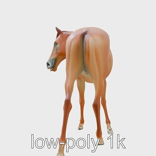 Chestnut Akhal-Teke Horse with Copper Elegance Low-poly 3D model