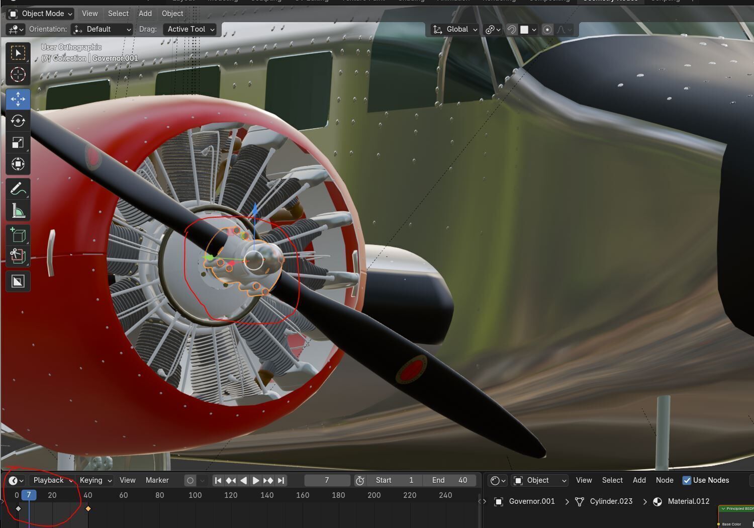 Vintage airplane Beech 18 in Navy Livery 3D model_6