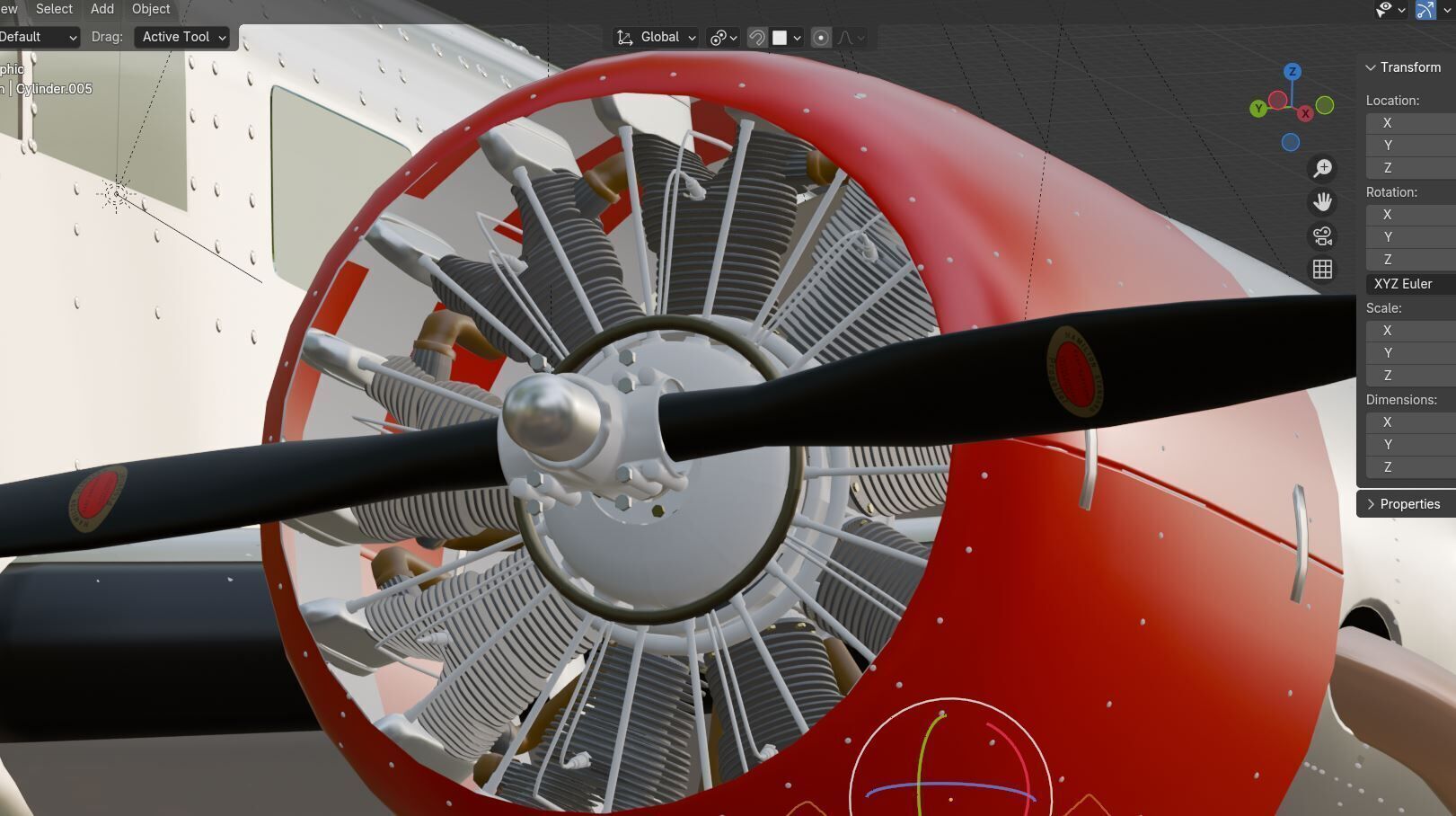 Vintage airplane Beech 18 in Navy Livery 3D model_4