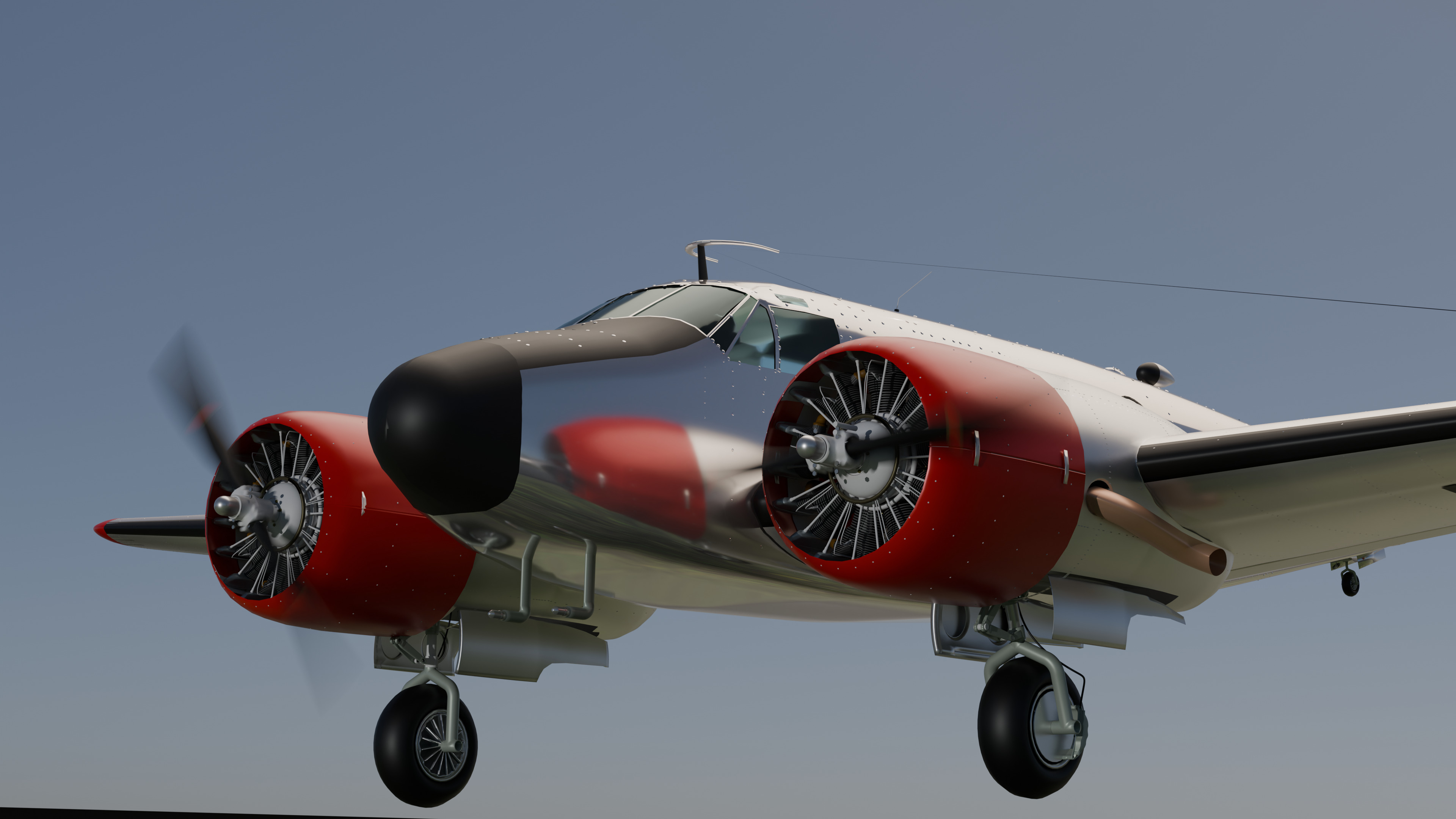 Vintage airplane Beech 18 in Navy Livery 3D model_2