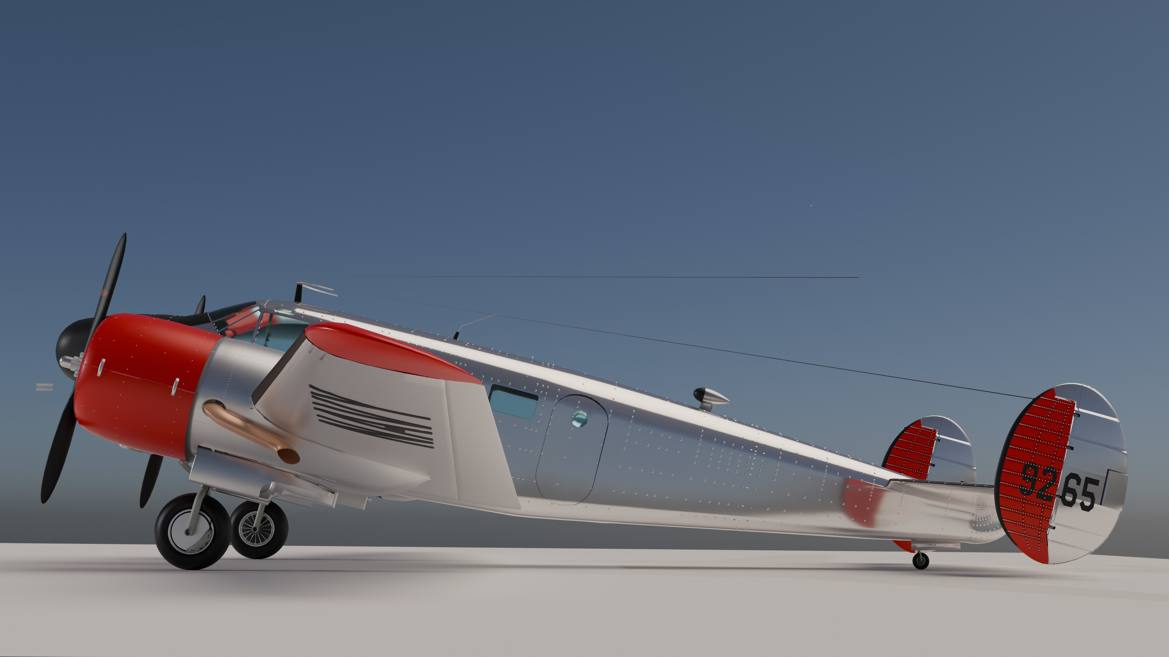 Vintage airplane Beech 18 in Navy Livery 3D model_1