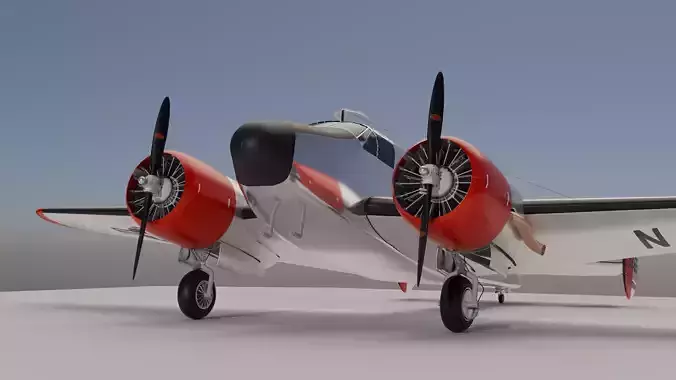 Vintage airplane Beech 18 in Navy Livery 3D model Vintage airplane Beech 18 in Navy Livery 3D model