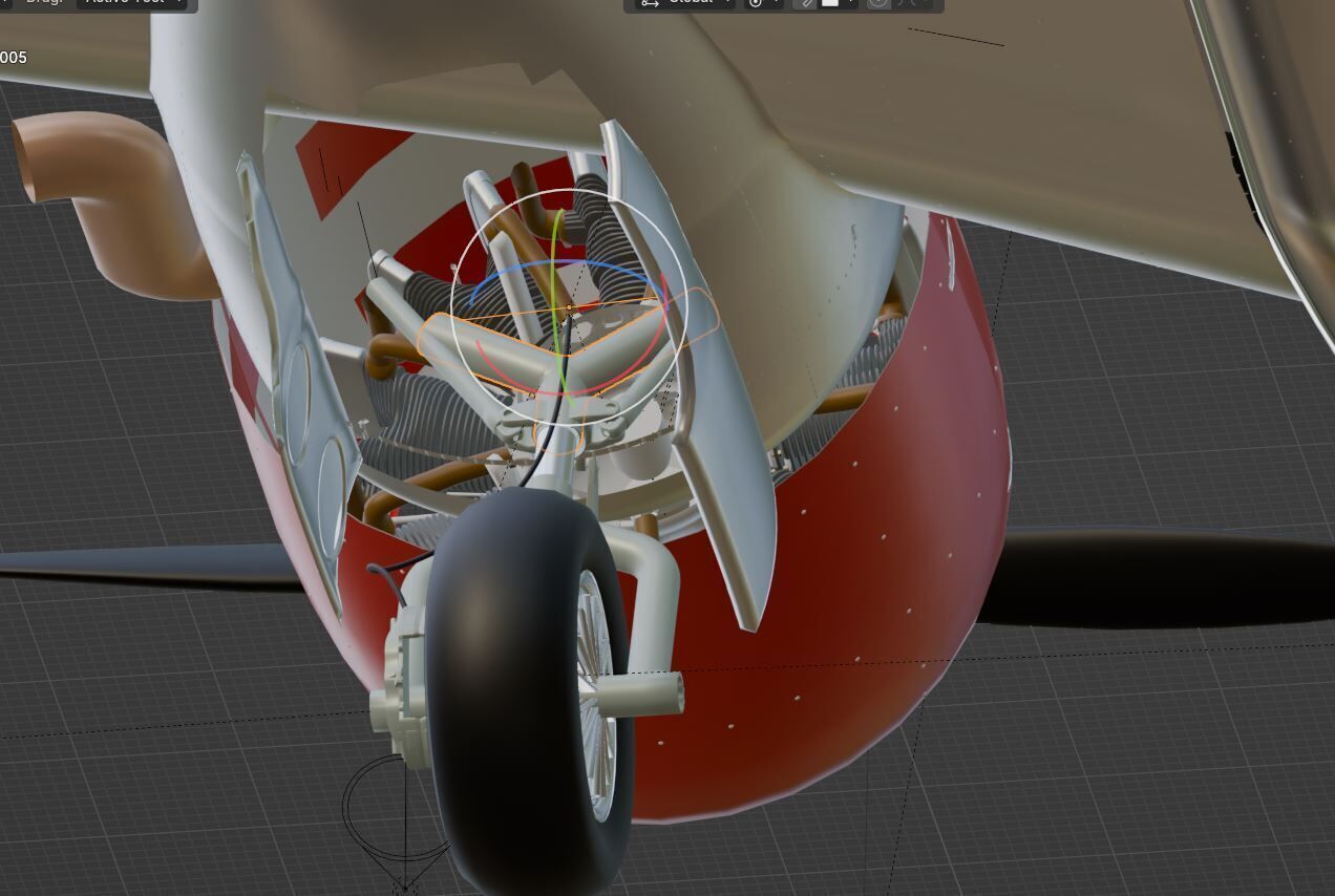 Vintage airplane Beech 18 in Navy Livery 3D model_9