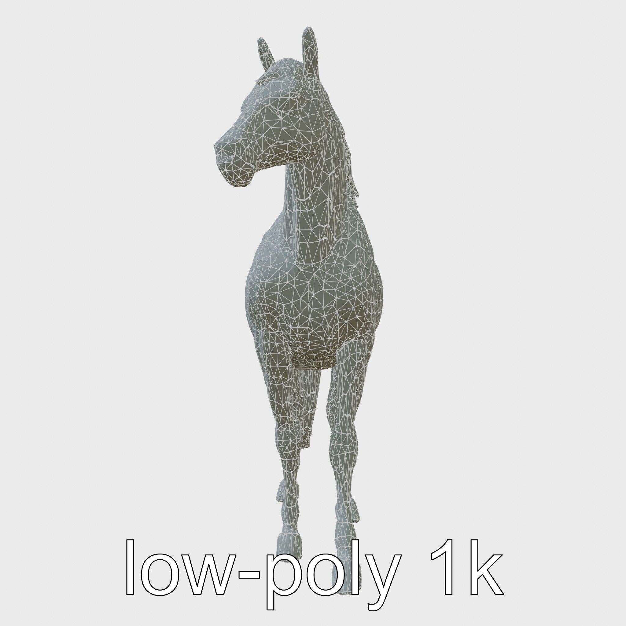 Andalusian Horse with Arched Neck and Proud Stance 3D Model Low-poly 3D model_6