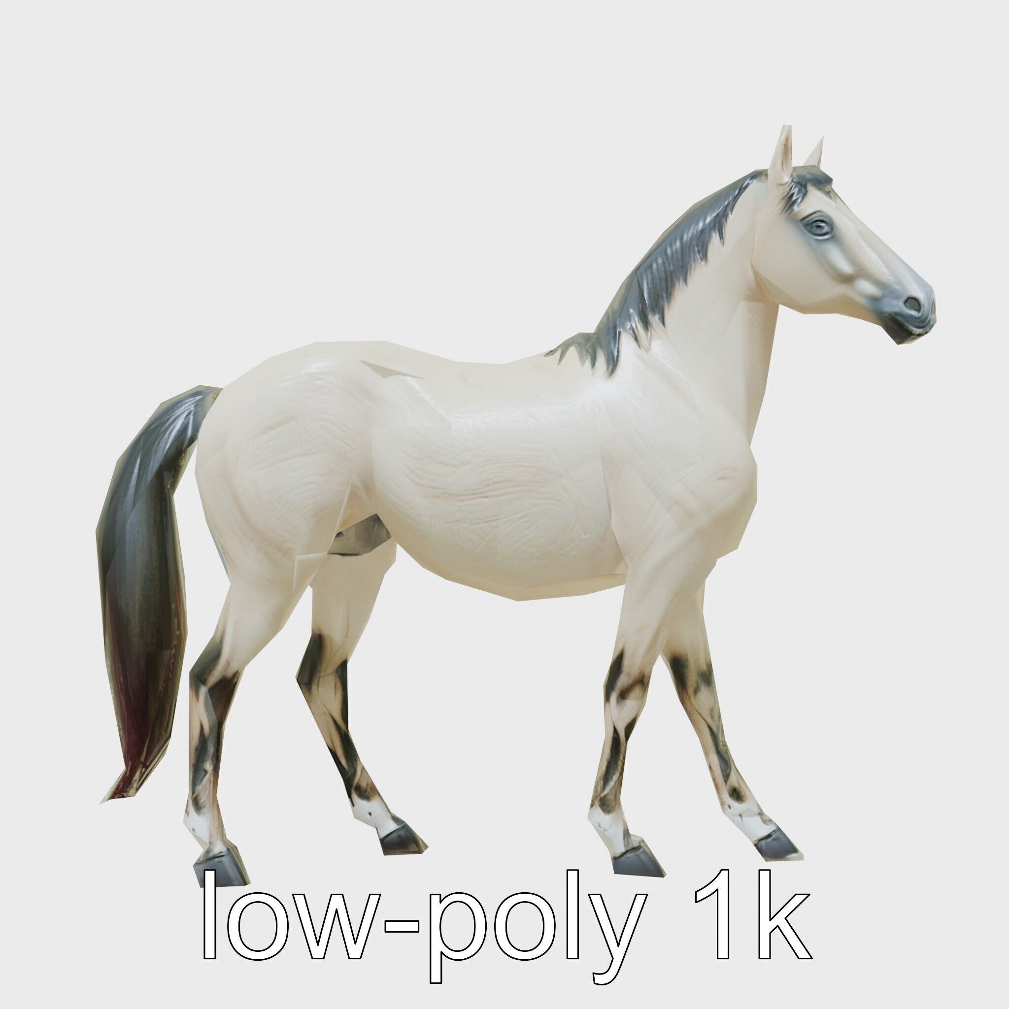 Andalusian Horse with Arched Neck and Proud Stance 3D Model Low-poly 3D model_24