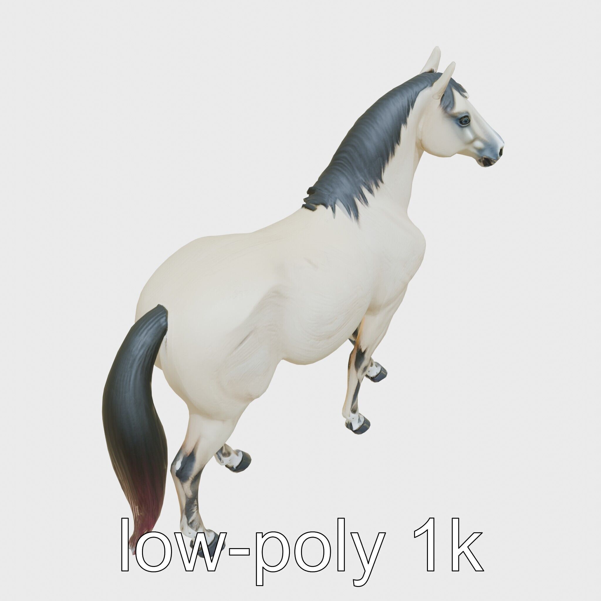 Andalusian Horse with Arched Neck and Proud Stance 3D Model Low-poly 3D model_9