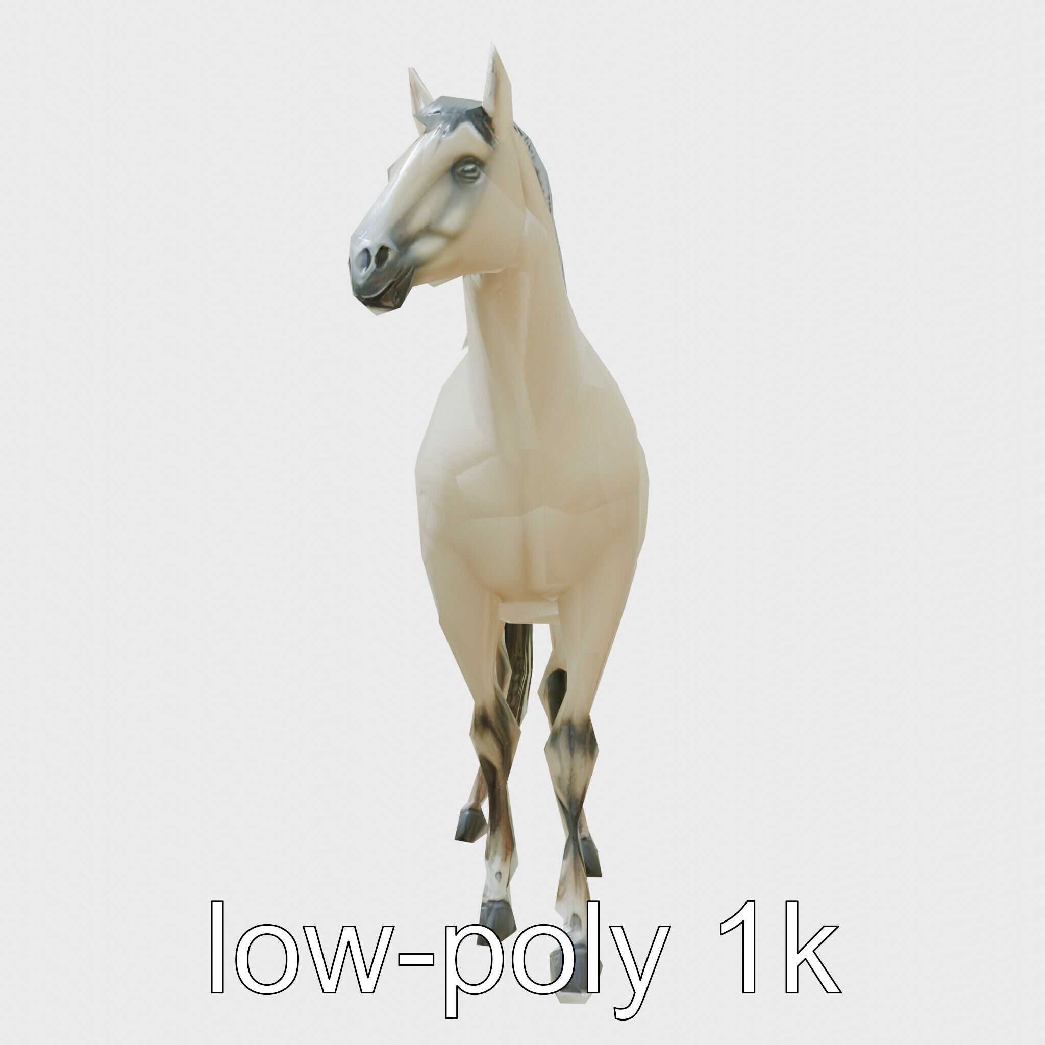 Andalusian Horse with Arched Neck and Proud Stance 3D Model Low-poly 3D model_4