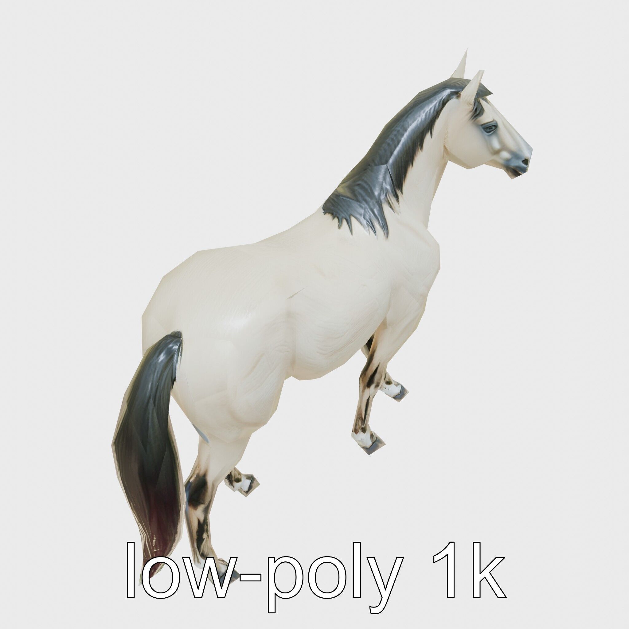Andalusian Horse with Arched Neck and Proud Stance 3D Model Low-poly 3D model_10