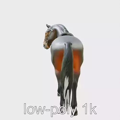 Elegant Black Saddlebred Horse Model with Saddle Low-poly 3D model