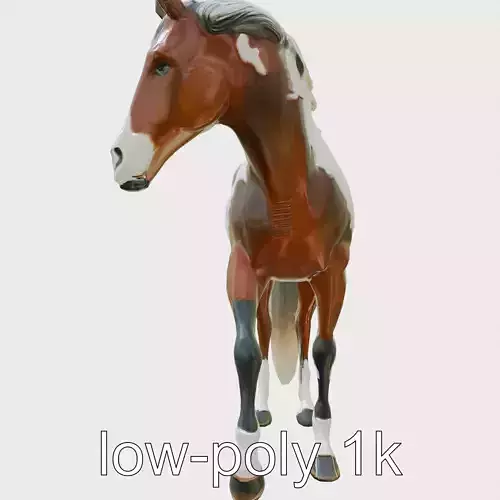 Pinto Arabian Horse 3D Model with Bold Patches