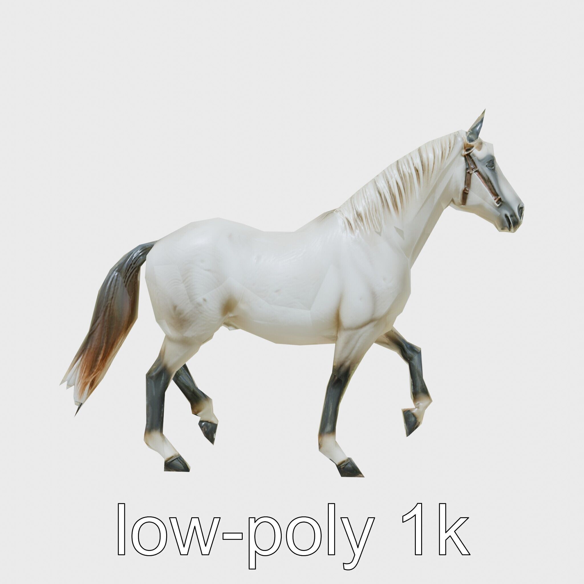 Percheron Horse Elegant Movement Model Low-poly 3D model_38
