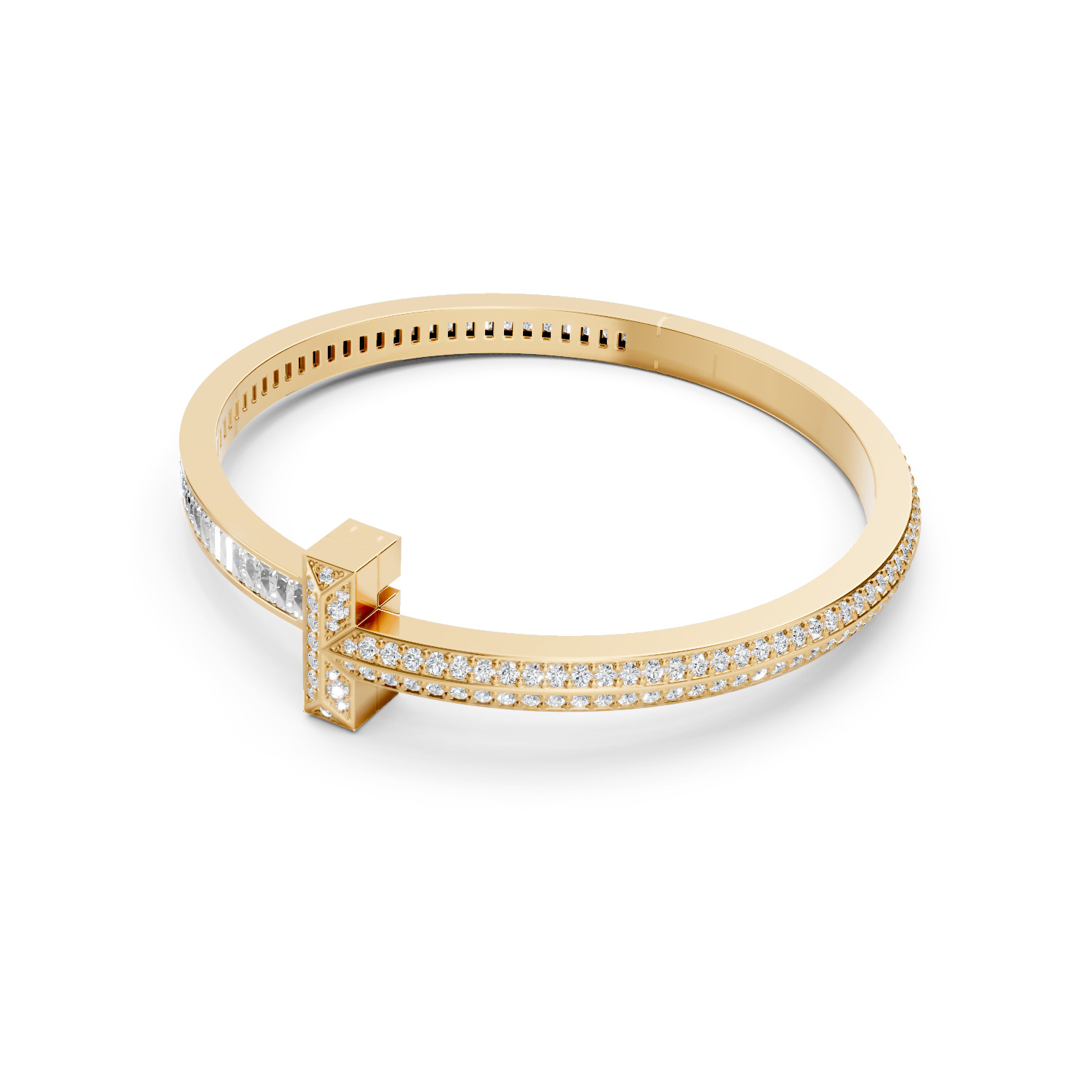 Tiffany T Bangle Pave Baguette 3D print model_6