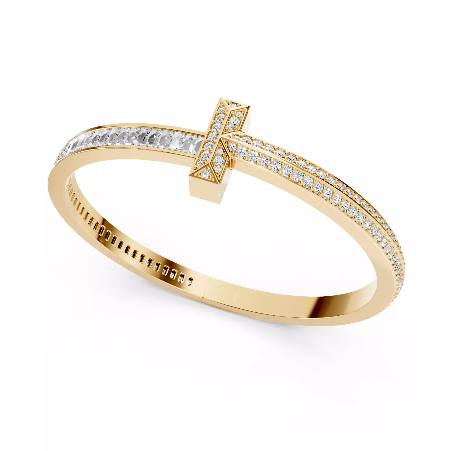 Tiffany T Bangle Pave Baguette 3D print model_0