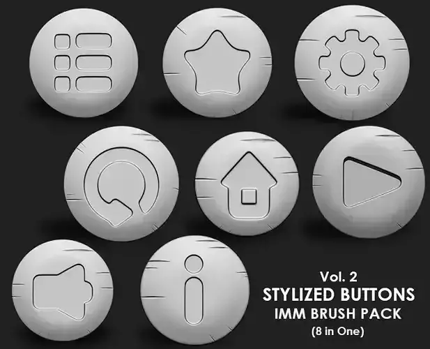 Stylized Game buttons IMM Brushes 8 in one vol 2
