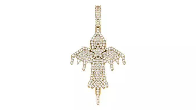Iced-Out Dripping Cross Pendant