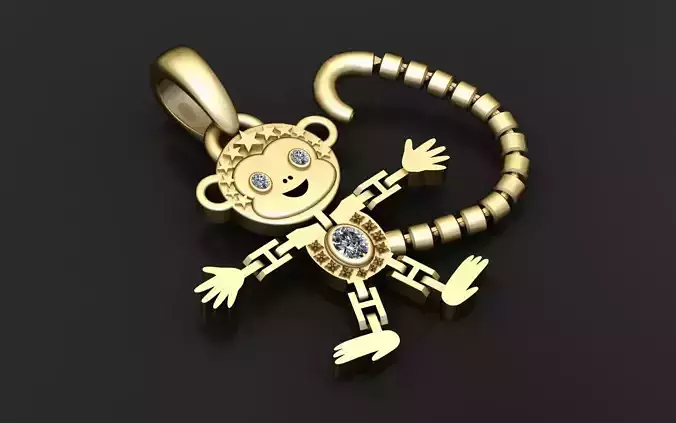 MONKEY FACE PENDANT 3D PRINTABLE MODEL 