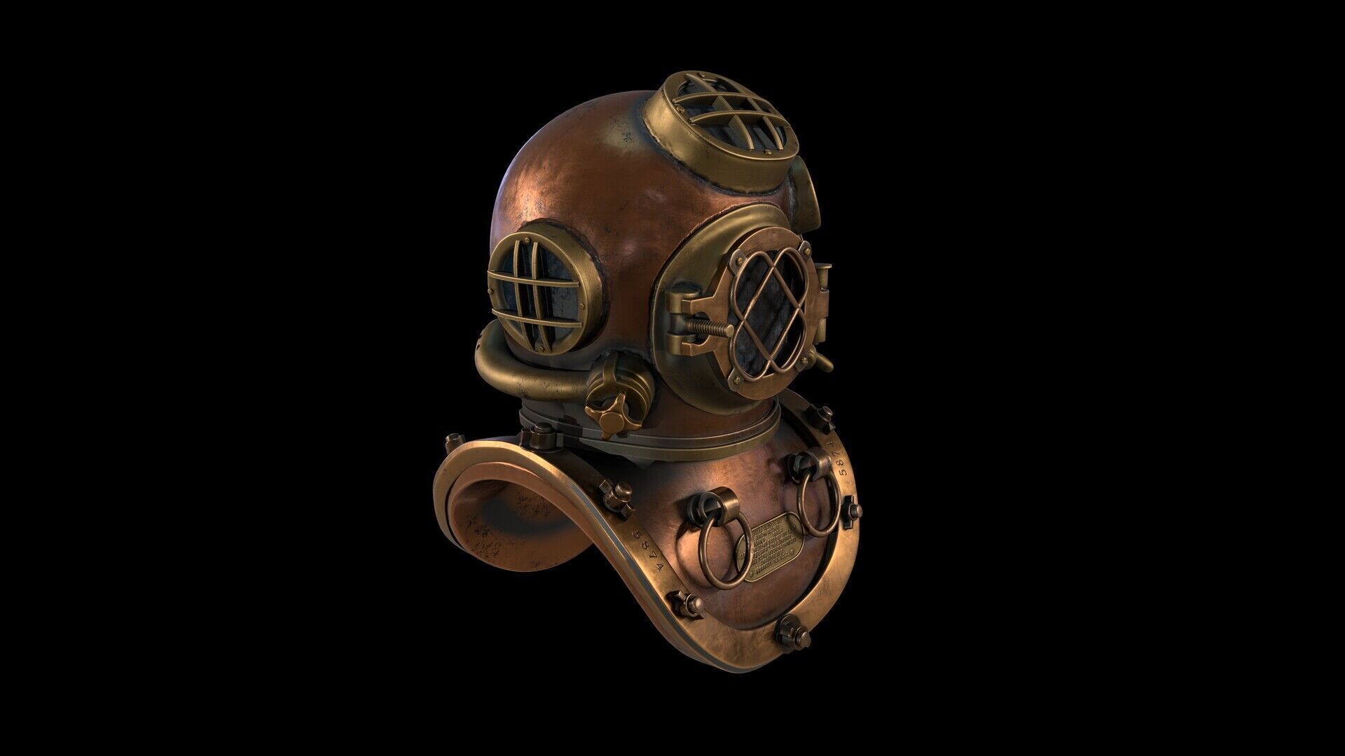 Next generation diving helmet Low-poly 3D model_1