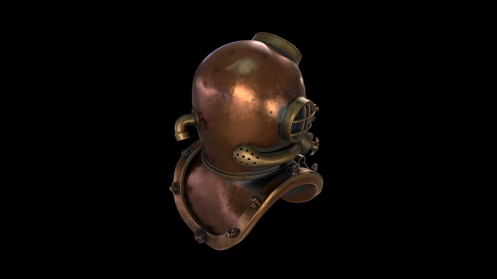 Next generation diving helmet Low-poly 3D model_2
