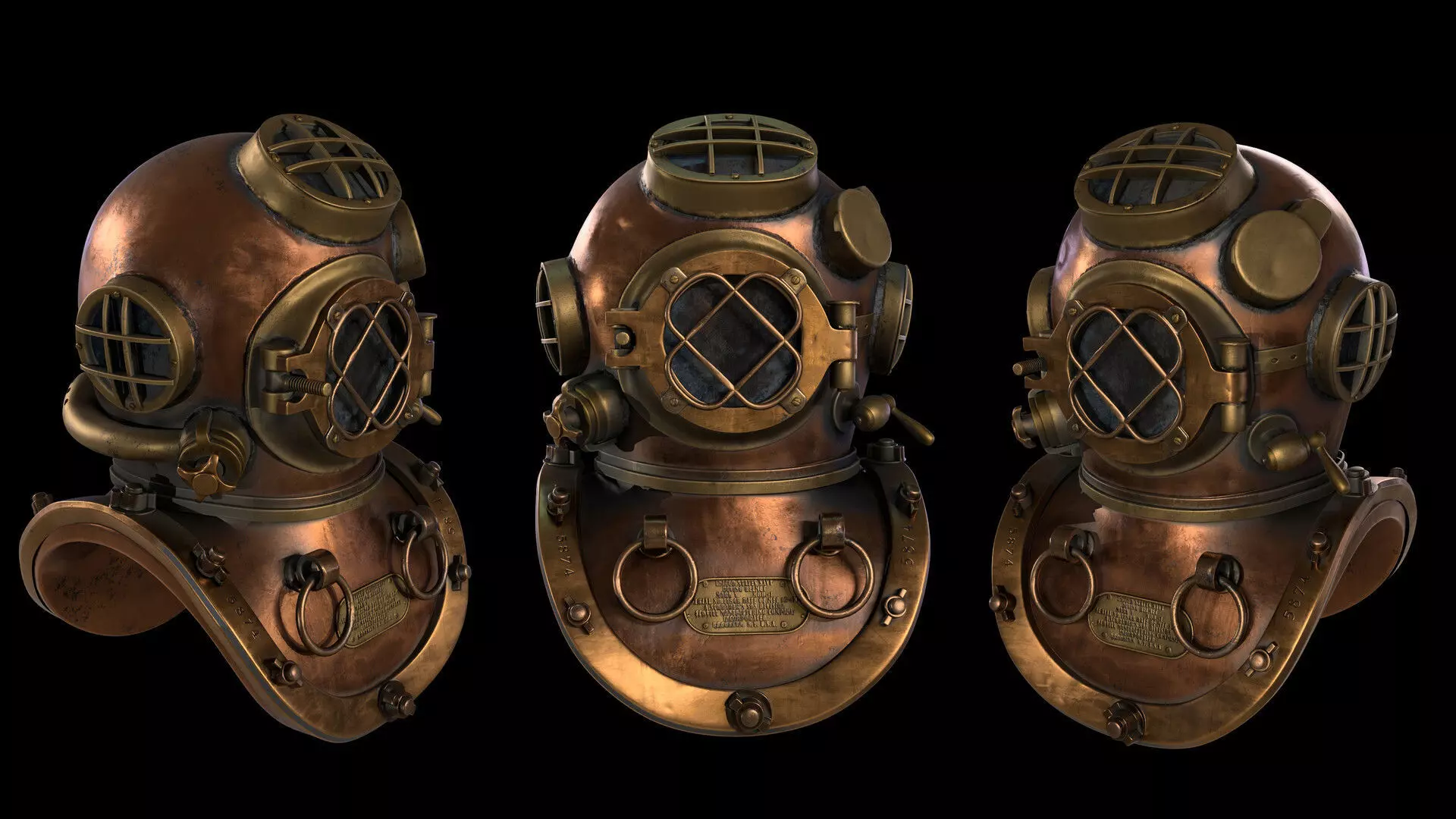 Next generation diving helmet Low-poly 3D model_0