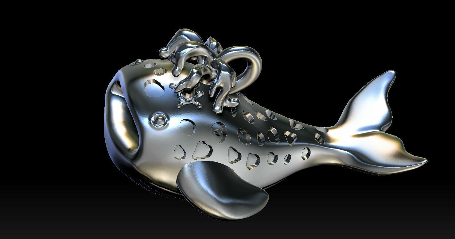 Whale Pendant 1 3D print model_10