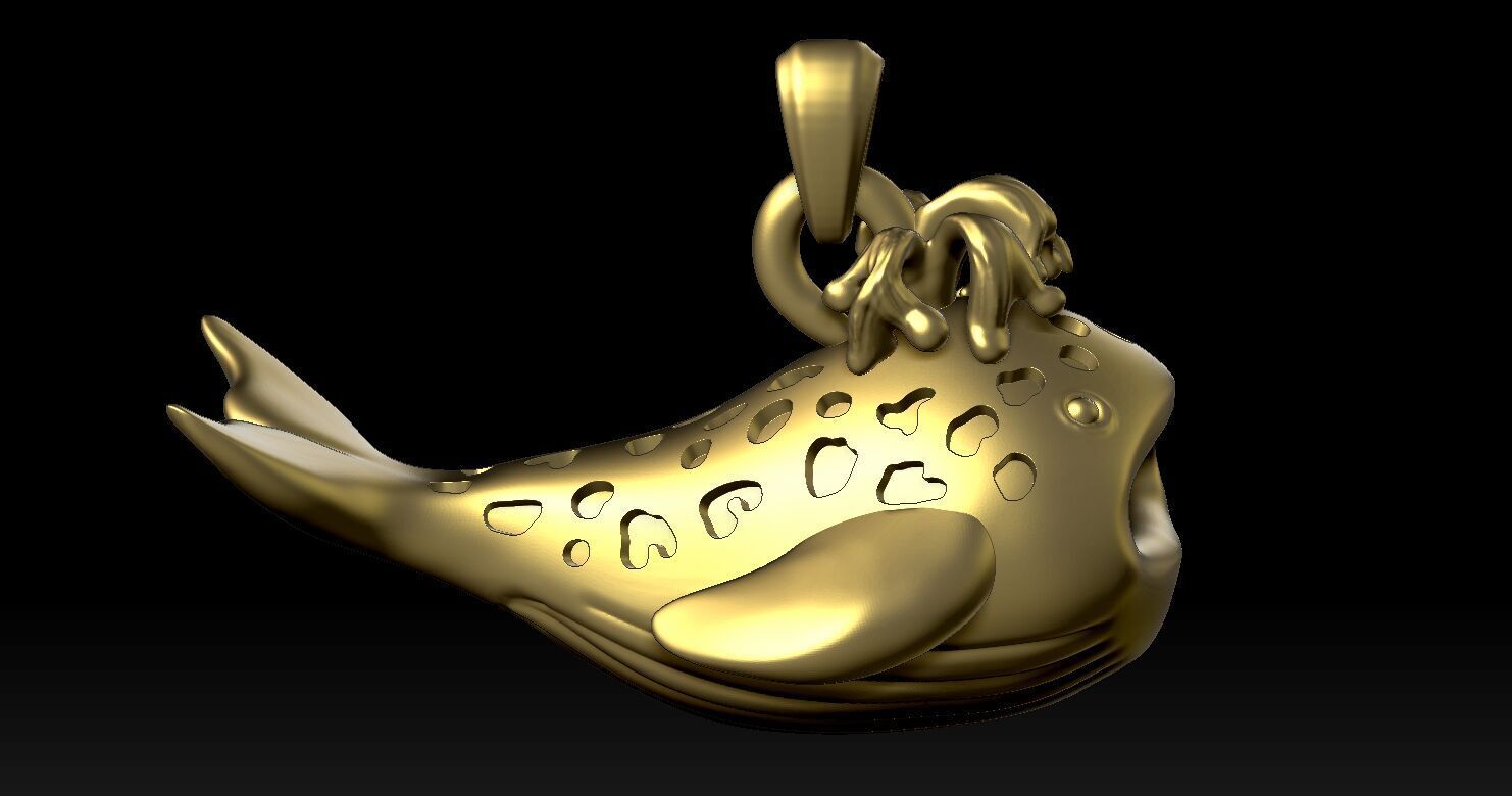 Whale Pendant 1 3D print model_7