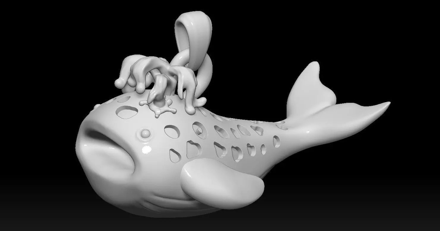 Whale Pendant 1 3D print model_0
