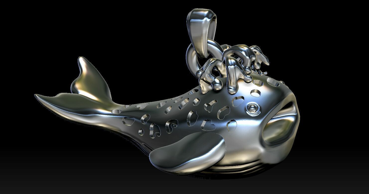 Whale Pendant 1 3D print model_9