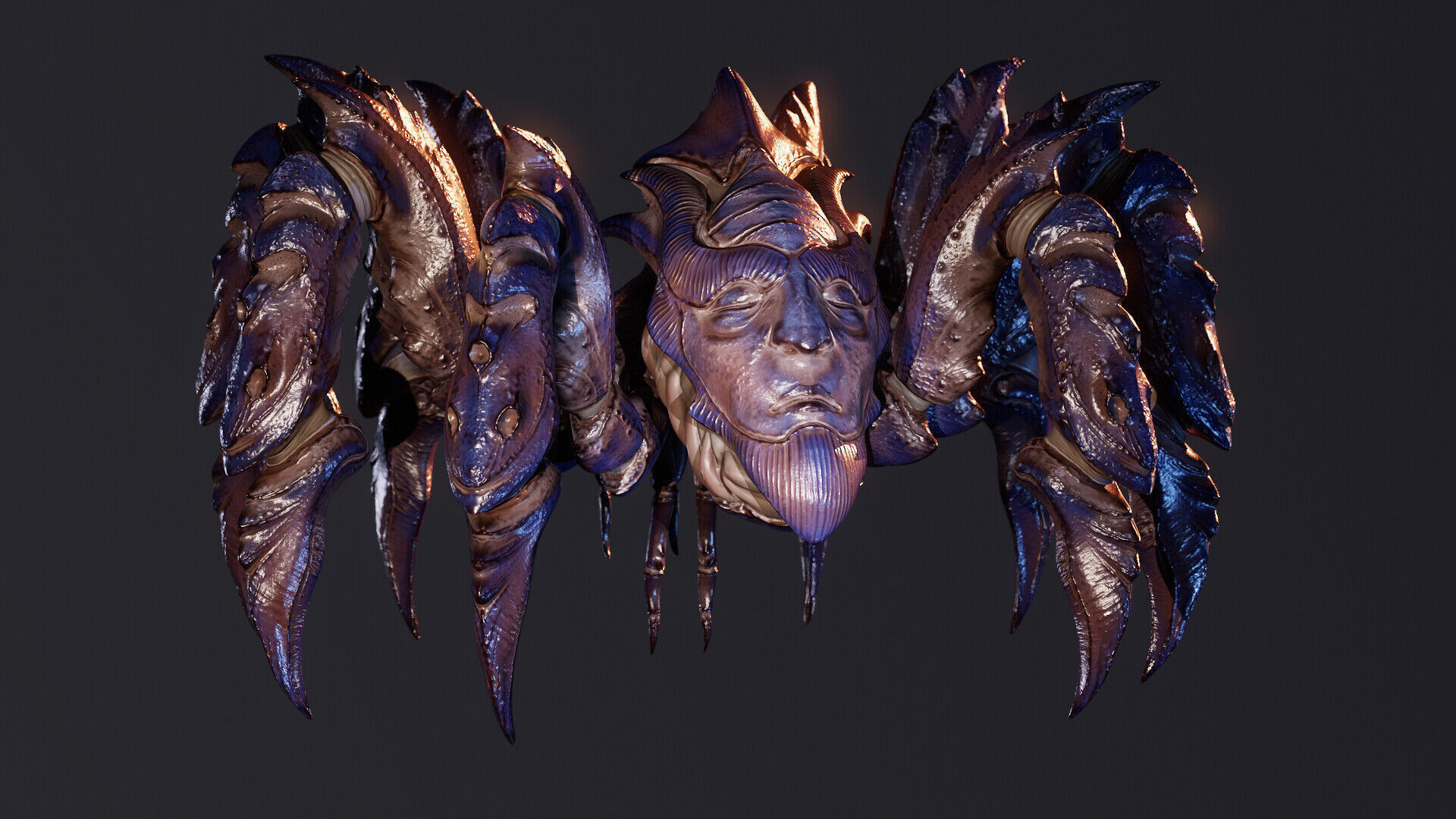 Next Generation Human Face Spider Low-poly 3D model_1