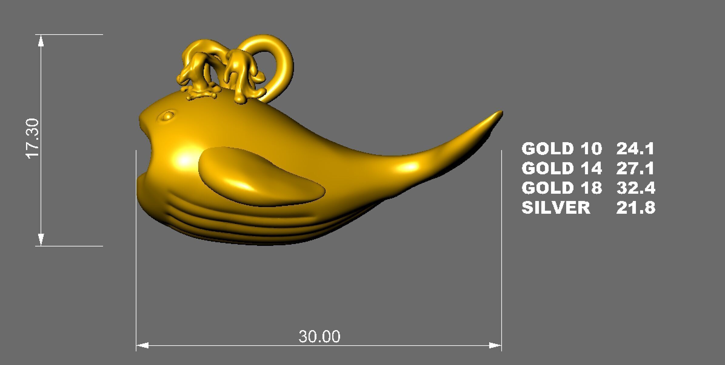 Whale Pendant 2 3D print model 3D print model_4
